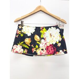 Newport News Swim Skirt Floral Black Multi Color Size 12 NWT 63480